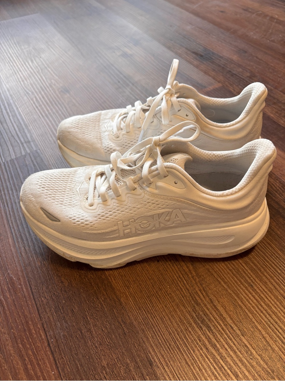 Hoka All-White Cushioned Running Sneakers